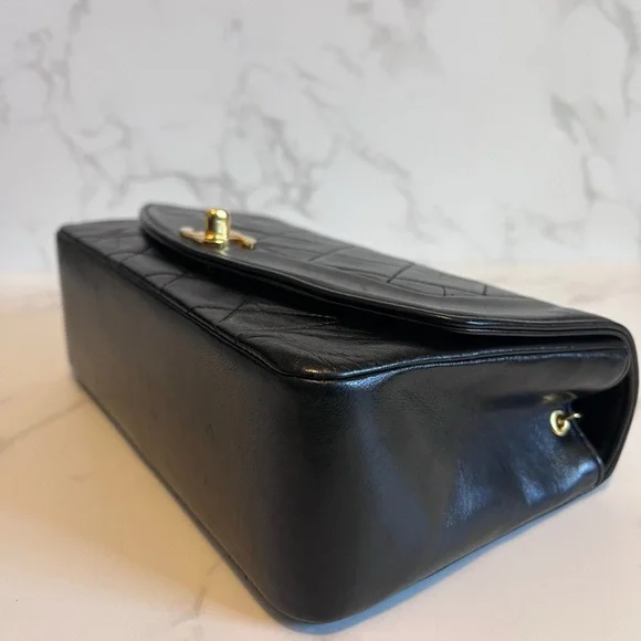 SOLD Vintage Chanel Small Diana Flap Black Lambskin - Picture 8 of 13